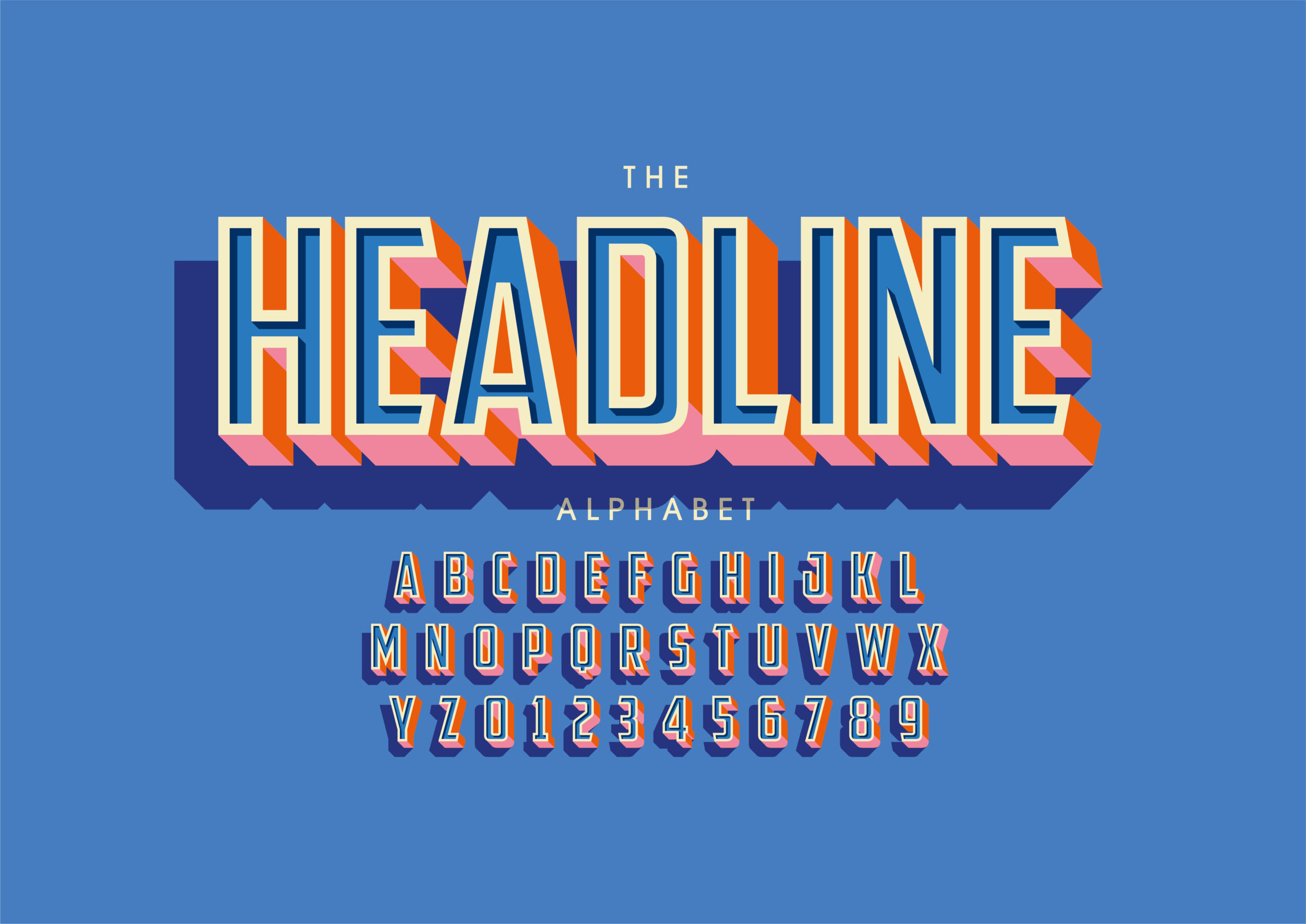 Stylized headline alphabet font vector